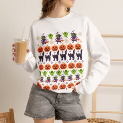 Halloween Ugly Sweater – Unisex T-Shirt – Spooky Season in Full Pattern - Image 10