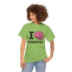 Alternative view of I Love Zombies - Unisex T-Shirt – Brains Are the Way to the Heart