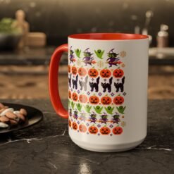 Halloween Ugly Sweater - Color Accent Mug – Sip Something Spooky - Image 18