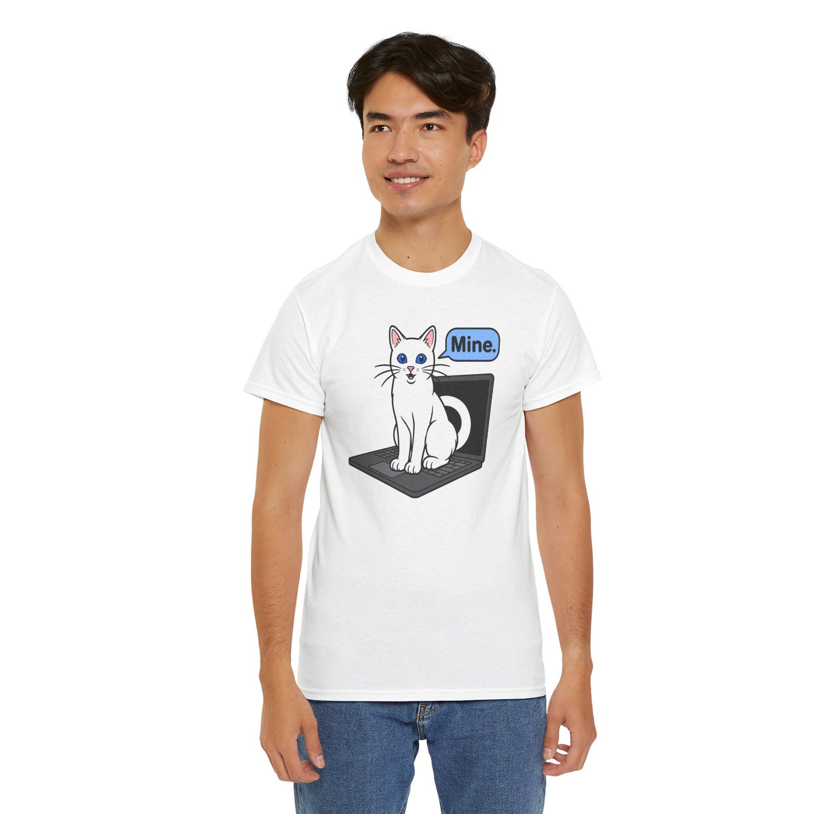 Cat Sits On Laptop – Unisex T-Shirt – Your Laptop Has a New Owner - Image 6