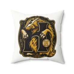 House of Badger – Faux Suede Throw Pillow – Cozy Wizarding School House Pride - Image 2