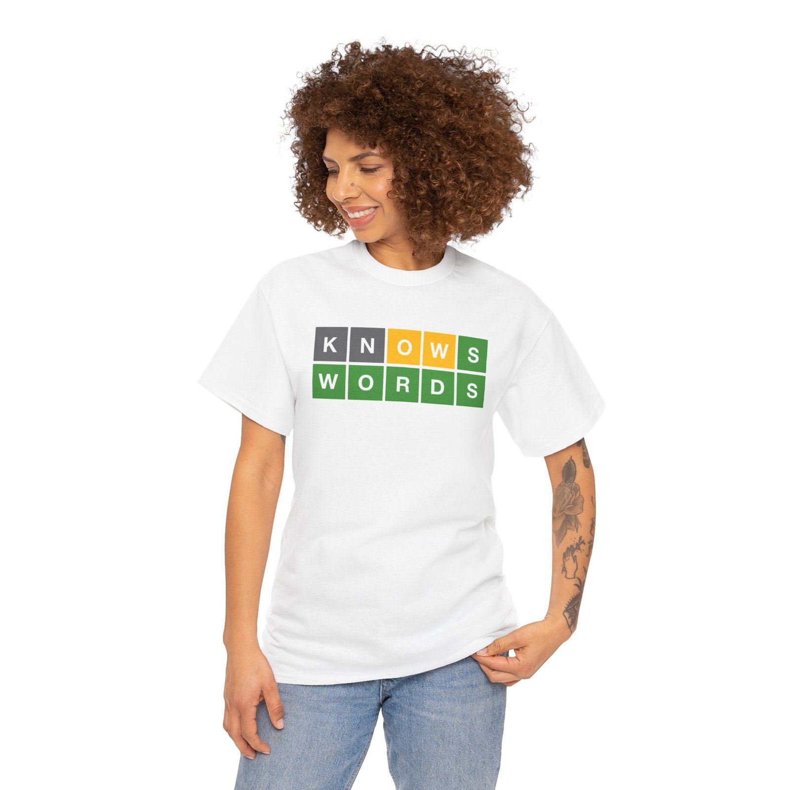 KNOWS WORDS - Unisex T-Shirt – Funny Word Puzzle, Vocabulary and Word Nerd - Image 5