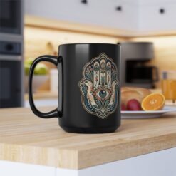 Hamsa – Black Mug – Protection, Peace & Meaning in Every Sip - Image 10