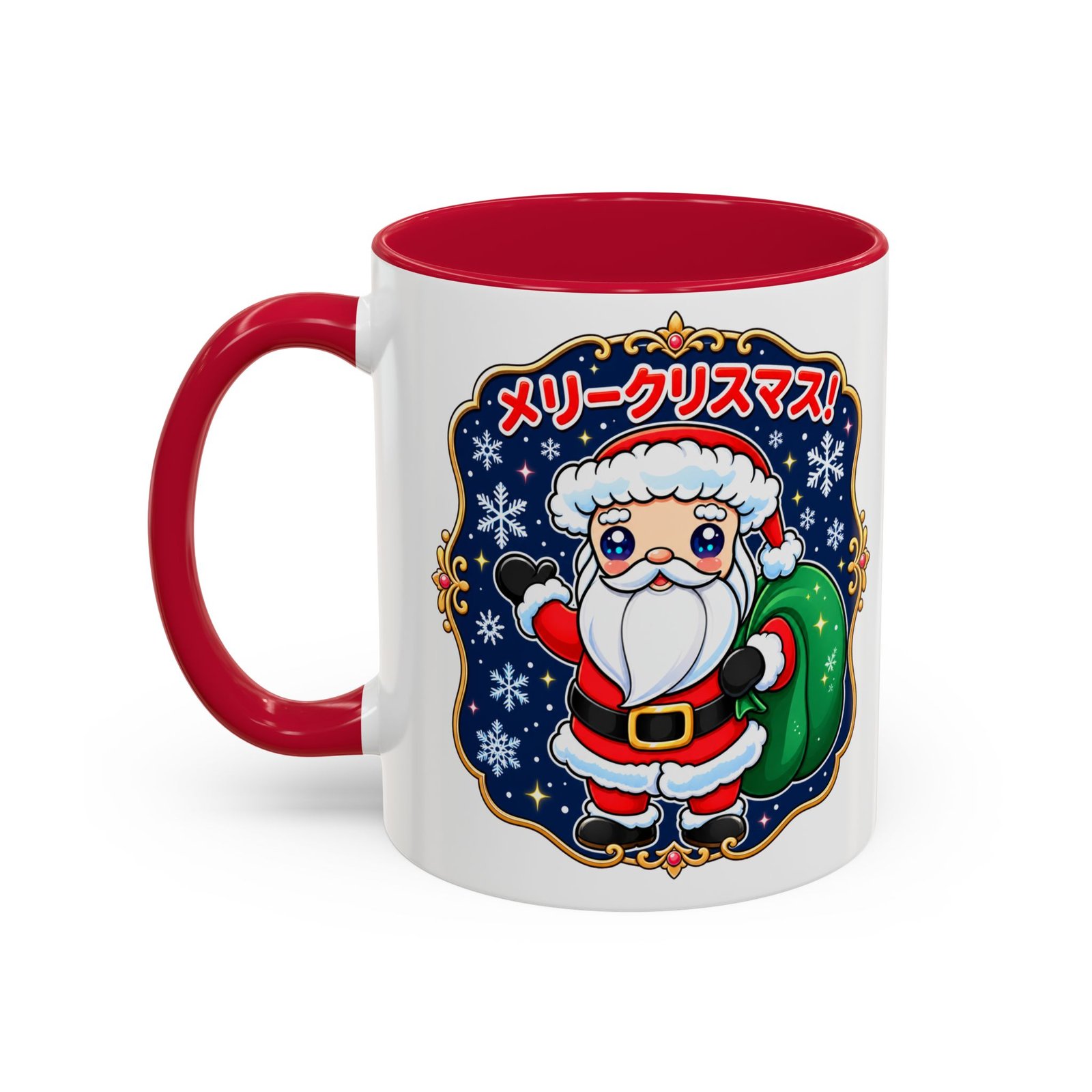 Kawaii Santa - Color Accent Mug – メリークリスマス with Every Sip
