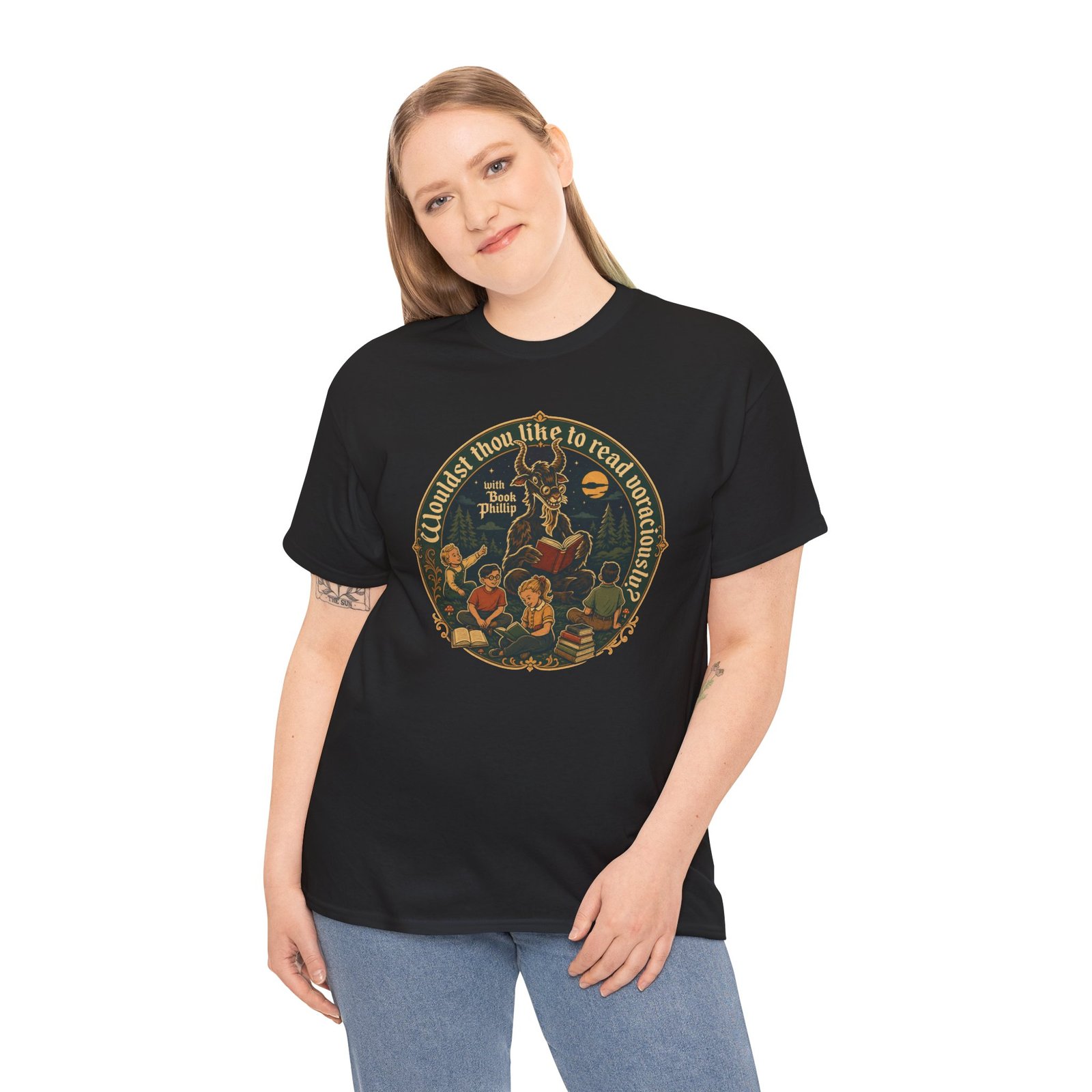 Wouldst Thou Like to Read Voraciously with Book Philip? – Unisex T-Shirt – Folk Horror for Bookworms - Image 3