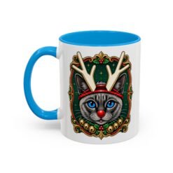 Rudolph the Reindeer Cat Color Accent Mug – Sip with Whiskers and Cheer - Image 12
