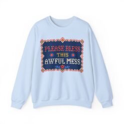 Please Bless This Awful Mess – Unisex Sweatshirt – Cozy Chaos in Cross-Stitch - Image 11