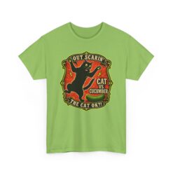 Cat vs. Cucumber – Quit Scarin’ the Cat, Ok? – Unisex T-Shirt – Feline Drama at Its Finest