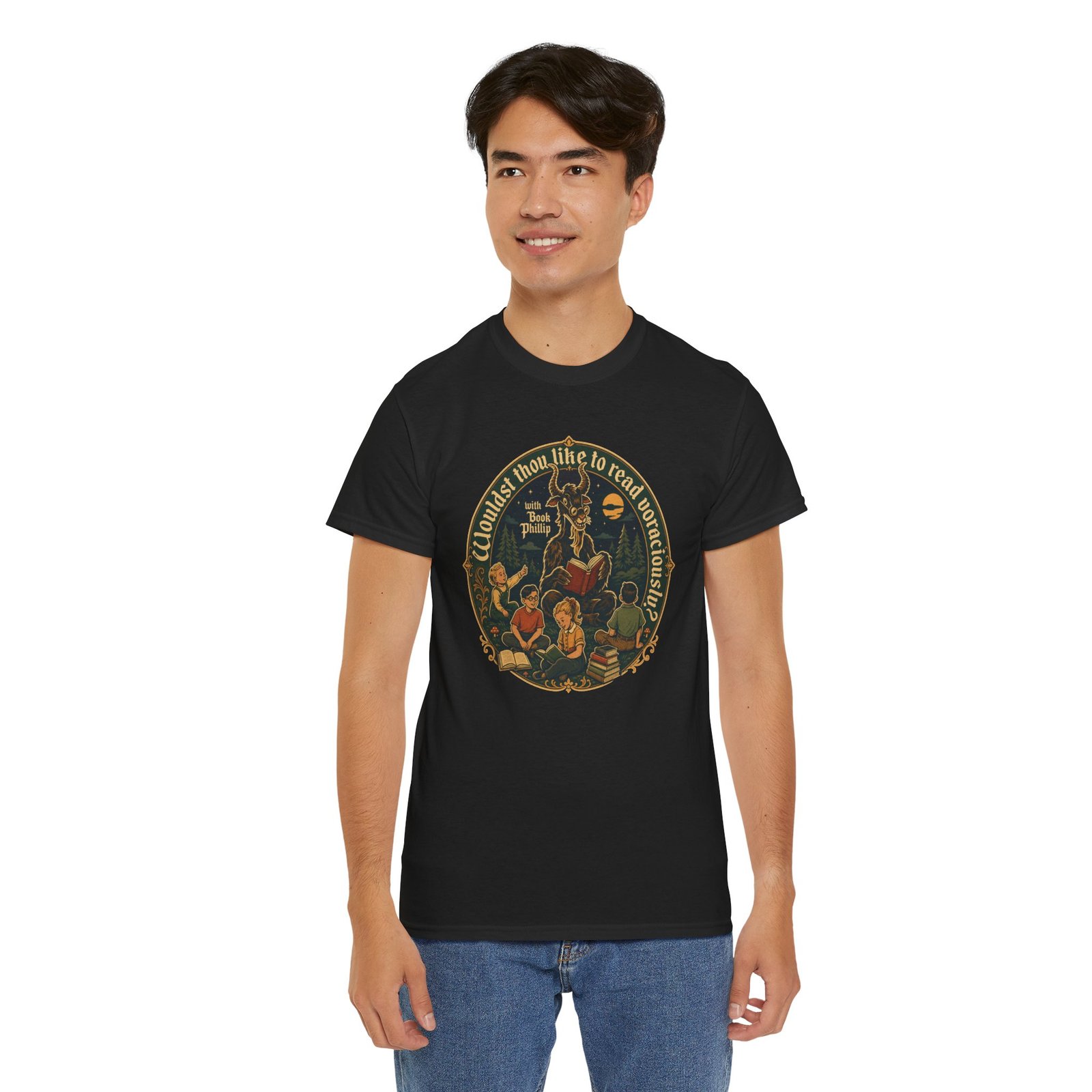 Wouldst Thou Like to Read Voraciously with Book Philip? – Unisex T-Shirt – Folk Horror for Bookworms - Image 7