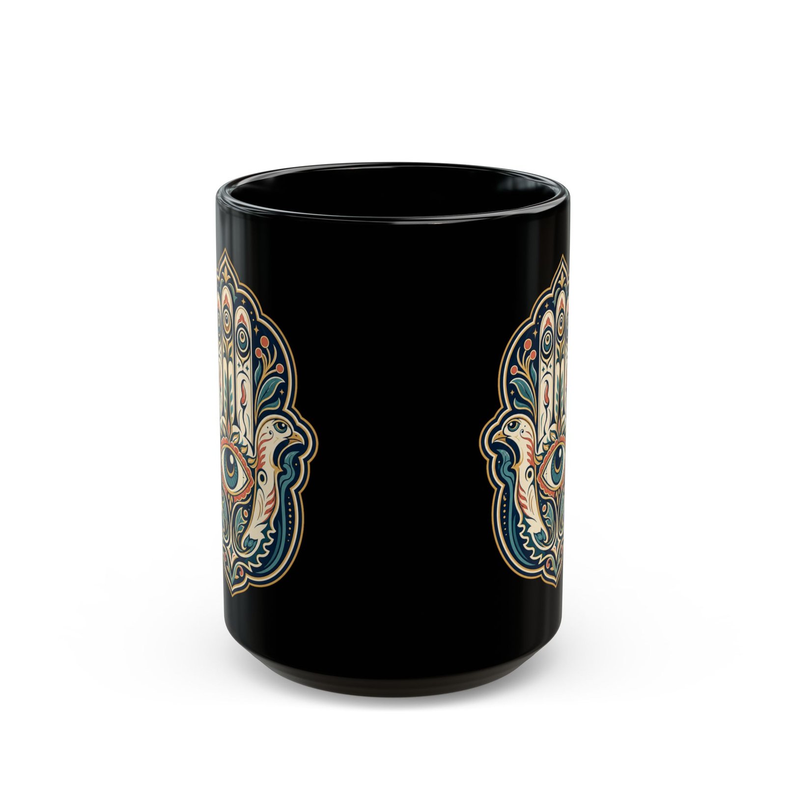 Hamsa – Black Mug – Protection, Peace and Meaning in Every Sip - Image 5