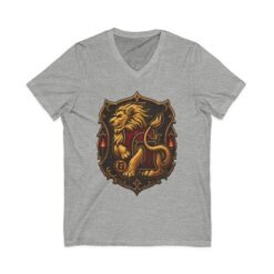 House of Lion – Unisex V-Neck T-Shirt – Wizarding School Courage with Confident Style - Image 4