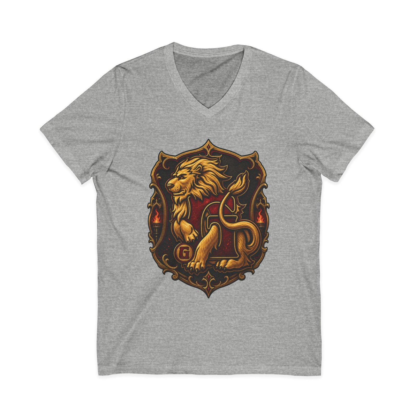 House of Lion – Unisex V-Neck T-Shirt – Wizarding School Courage with Confident Style - Image 4