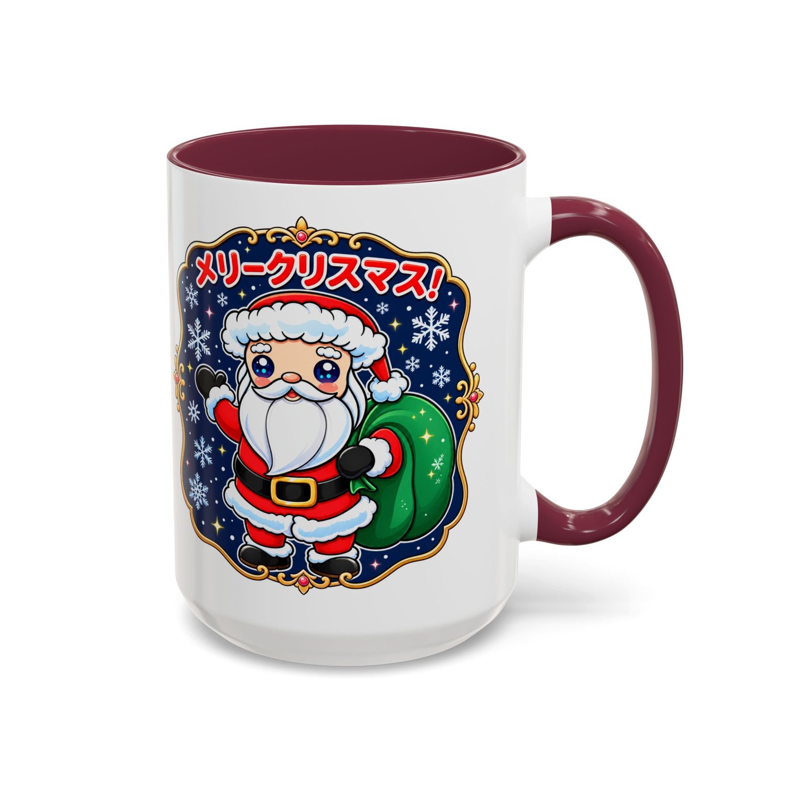 Kawaii Santa - Color Accent Mug – メリークリスマス with Every Sip - Image 19