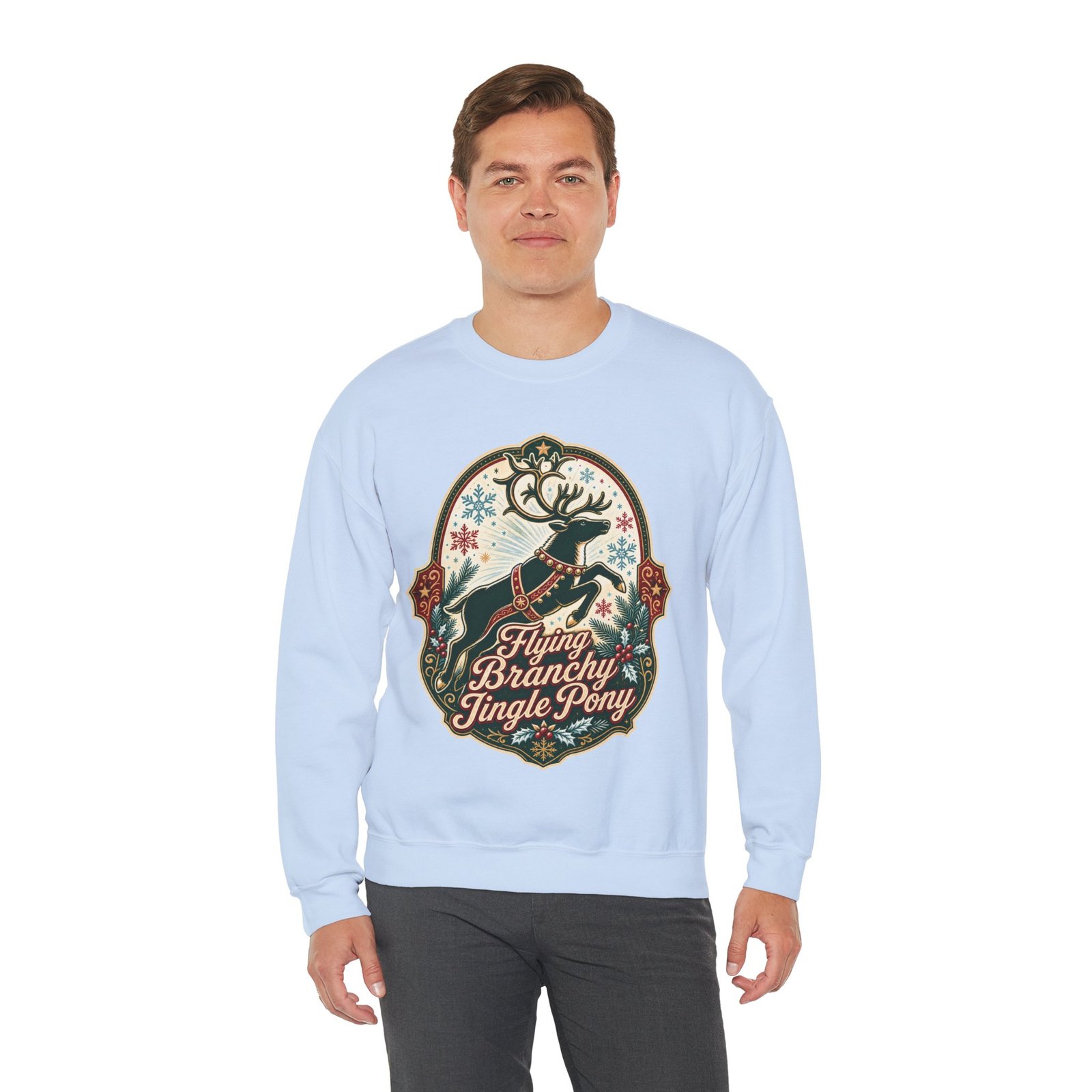 Flying Branchy Jingle Pony - Unisex Sweatshirt – Absurdly Festive - Image 4