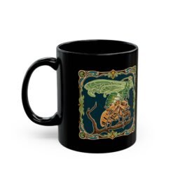 Alternative view of Molting Cicada – Black Mug – Sip Through the Transformation