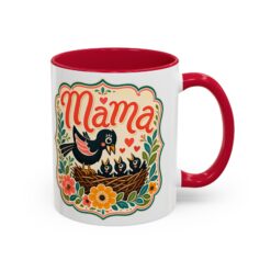 Alternative view of Mama Bird – Color Accent Mug – Love, Coffee and a Nest Full of Chaos