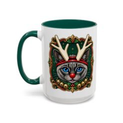 Rudolph the Reindeer Cat Color Accent Mug – Sip with Whiskers and Cheer - Image 24