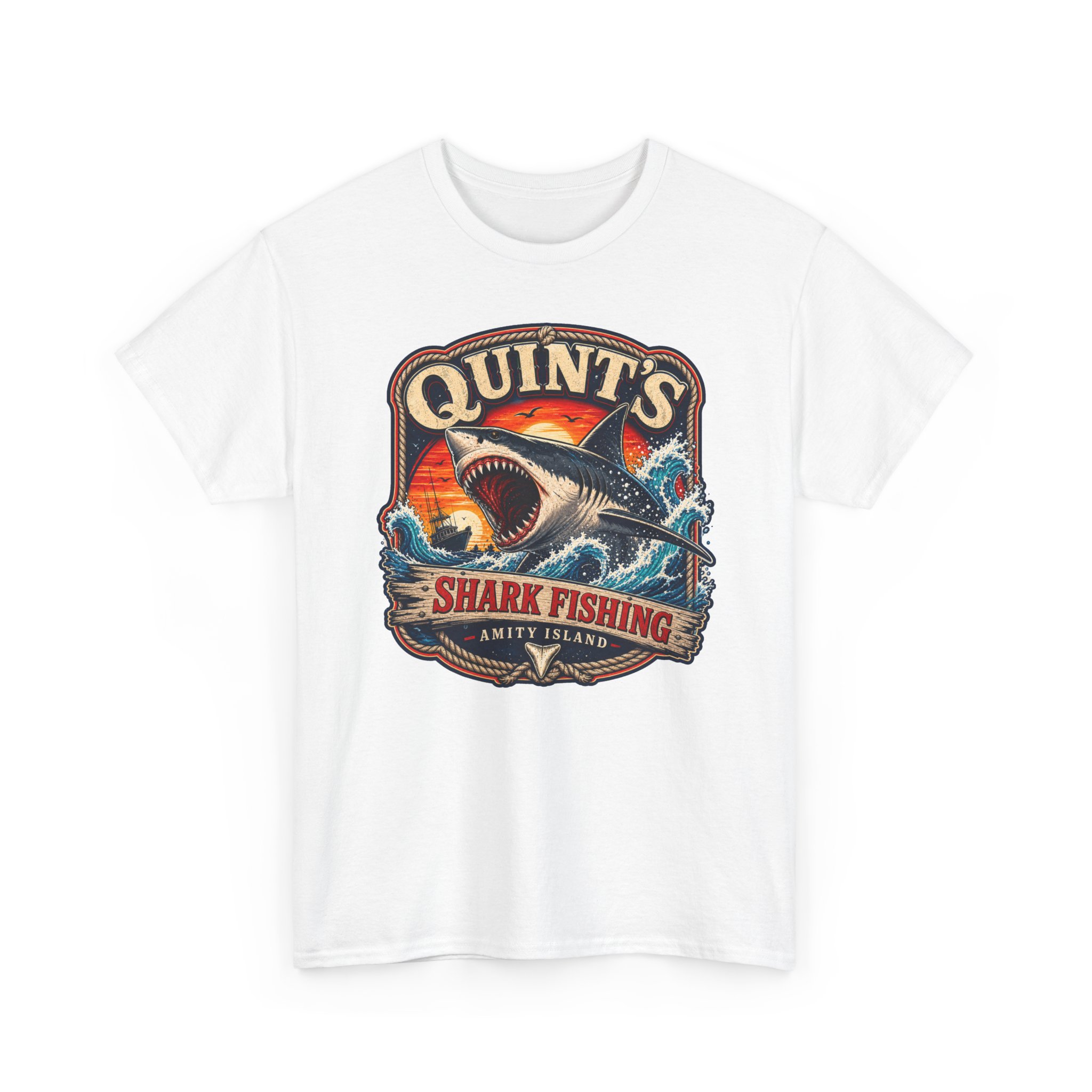 Quint’s Shark Fishing – Unisex T-Shirt – Amity’s Finest Shark Hunter - Image 12