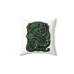 House of Snake – Faux Suede Throw Pillow – Cozy Wizarding School Ambition - Image 4