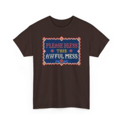 Please Bless This Awful Mess – Unisex T-Shirt – Cozy Chaos in Cross-Stitch - Image 16