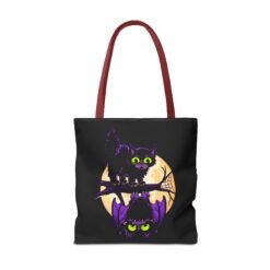 Moonlit Mischief - Tote Bag – Cute Halloween Cat and Bat - Image 22