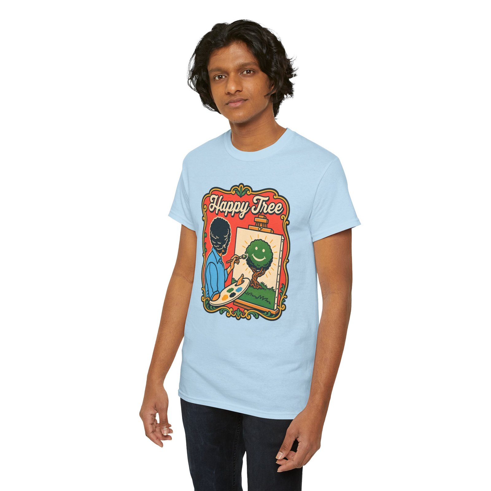 "Happy Tree" Unisex T-Shirt – Peace, Paint, and Positivity - Image 11