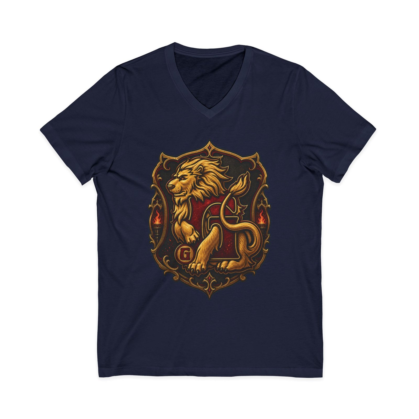 House of Lion – Unisex V-Neck T-Shirt – Wizarding School Courage with Confident Style - Image 8