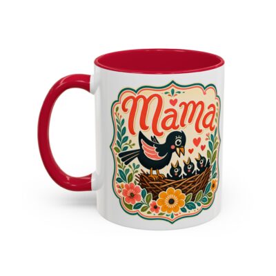 Mama Bird – Color Accent Mug – Love, Coffee and a Nest Full of Chaos