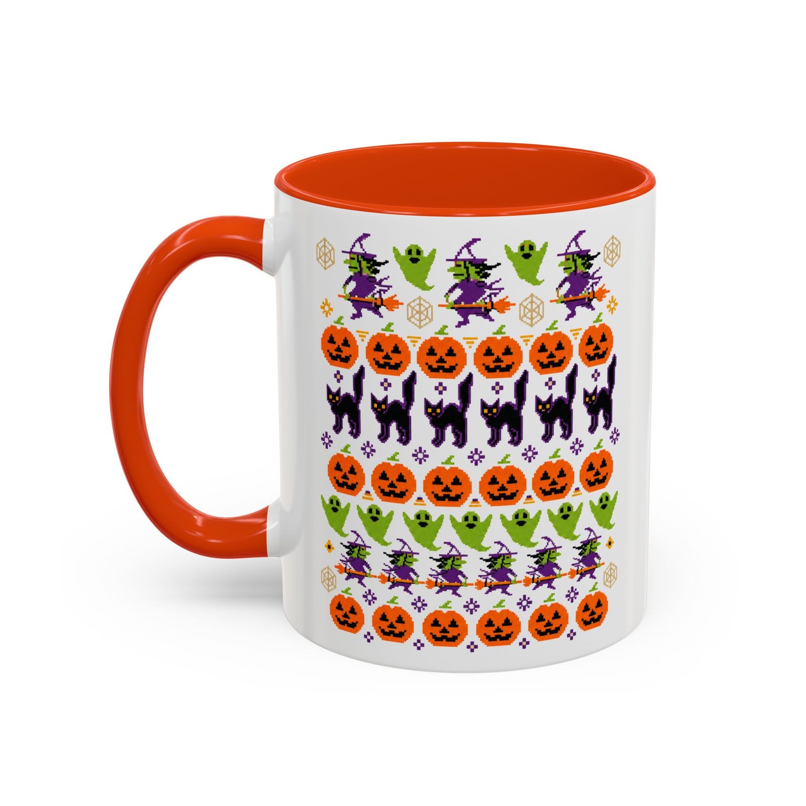 Halloween Ugly Sweater - Color Accent Mug – Spooky Season Coffee Cup - Image 11