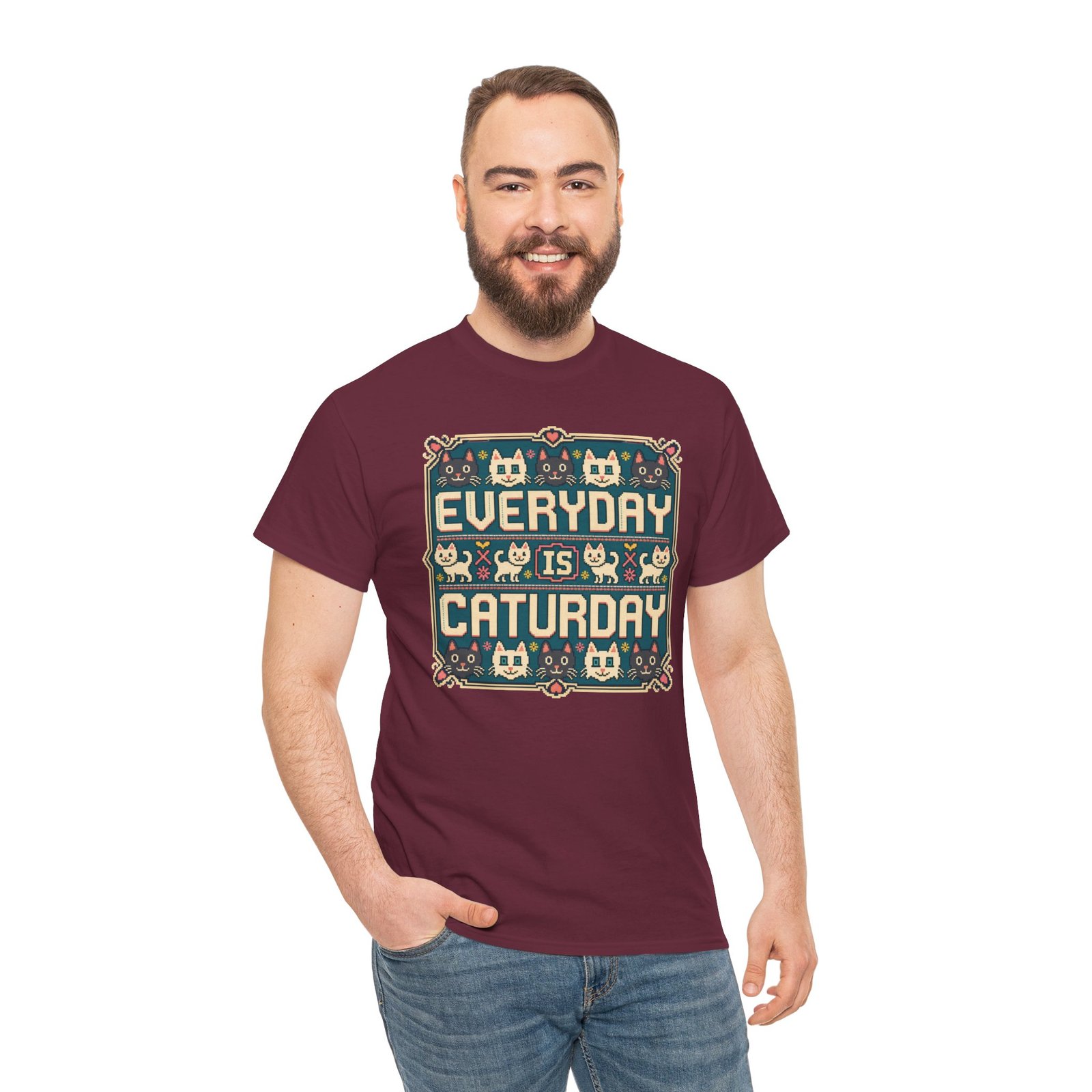Everyday Is Caturday – Unisex T-Shirt – Feline Festive Vibes - Image 7