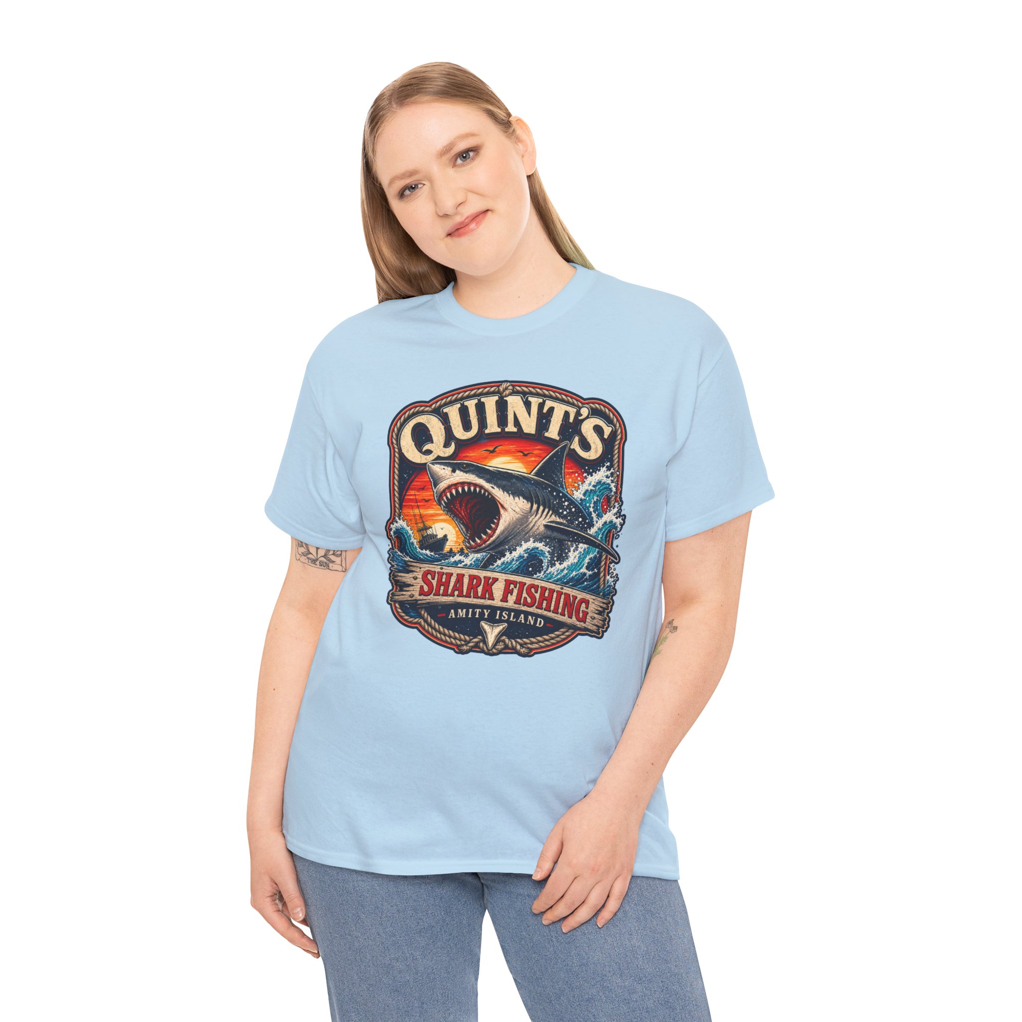 Quint’s Shark Fishing – Unisex T-Shirt – Amity’s Finest Shark Hunter - Image 3