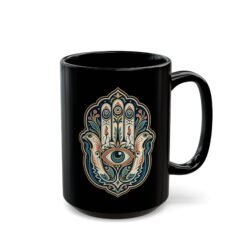 Hamsa – Black Mug – Protection, Peace & Meaning in Every Sip - Image 8