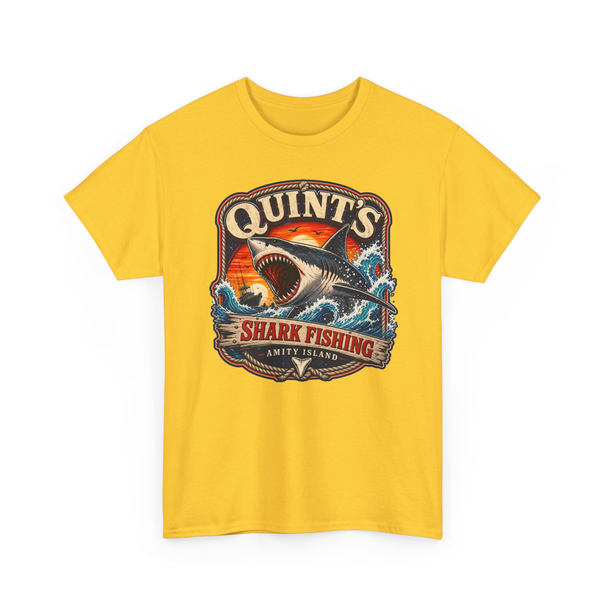 Quint’s Shark Fishing – Unisex T-Shirt – Amity’s Finest Shark Hunter - Image 18