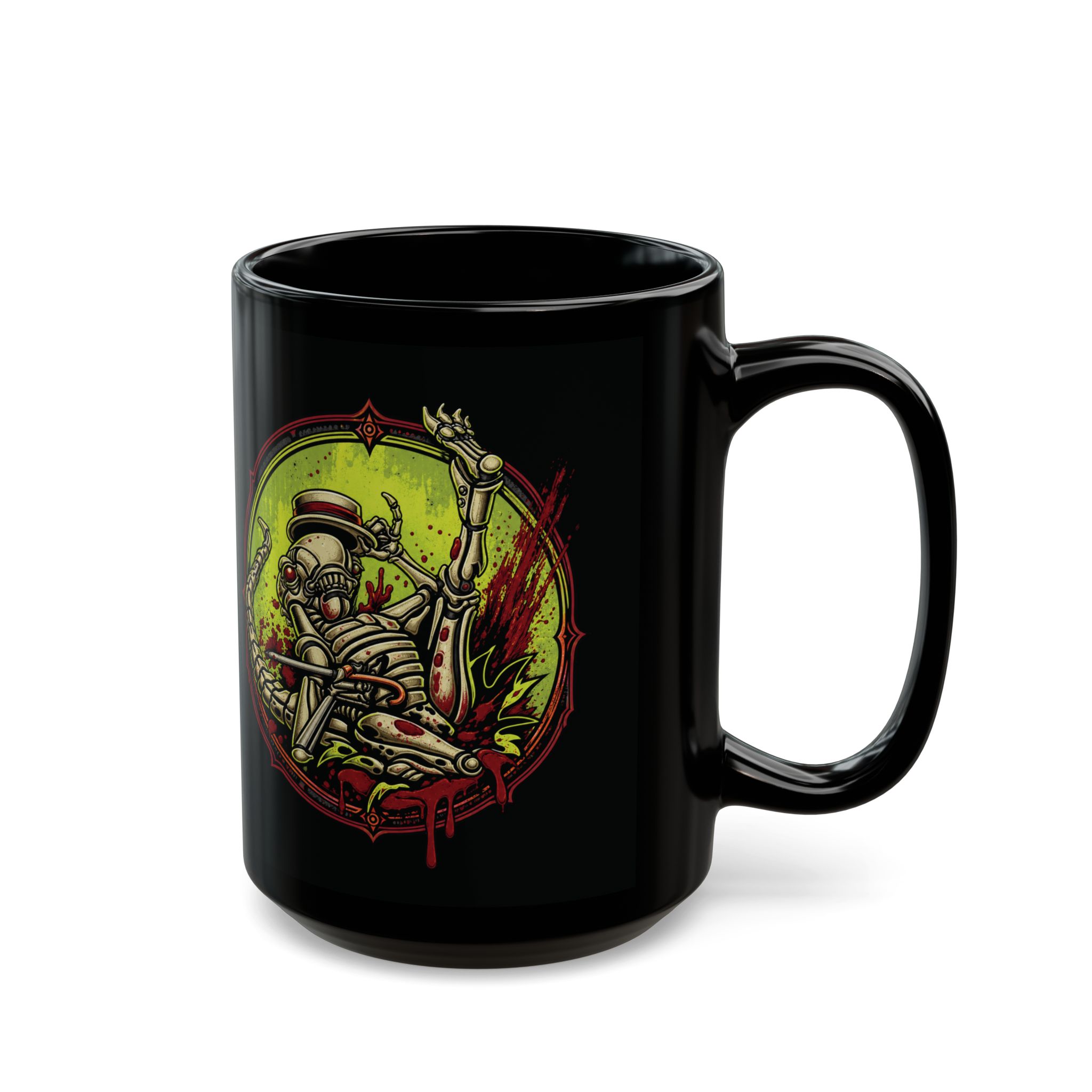 Dancing Baby Xenomorph – Black Mug – Coffee, Chaos and a Tiny Top Hat - Image 6