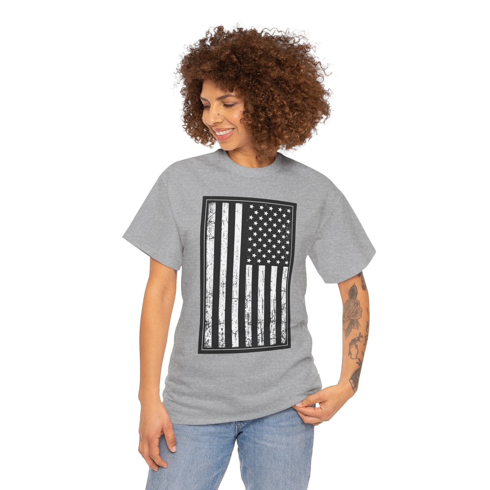 Distressed U.S. Flag – Unisex T-Shirt – Bold, Classic, American - Image 5