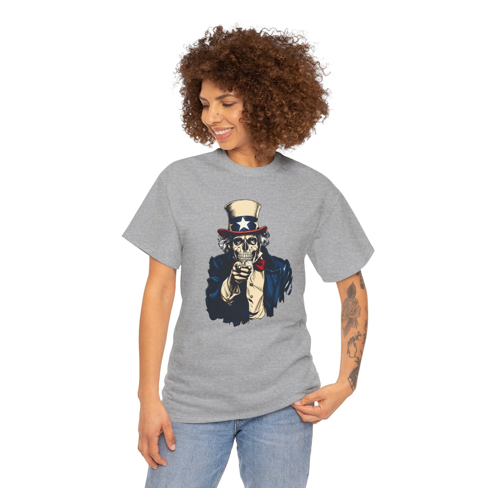 Zombie Uncle Sam - Unisex T-Shirt – He Wants Your Brains, Horror and Americana - Image 6
