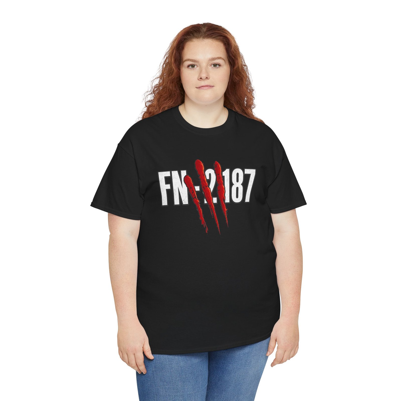 FN-2187 Red Handprint - Unisex T-Shirt – Battle-Worn Sci-Fi Number - Image 10