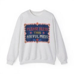 Please Bless This Awful Mess – Unisex Sweatshirt – Cozy Chaos in Cross-Stitch - Image 8