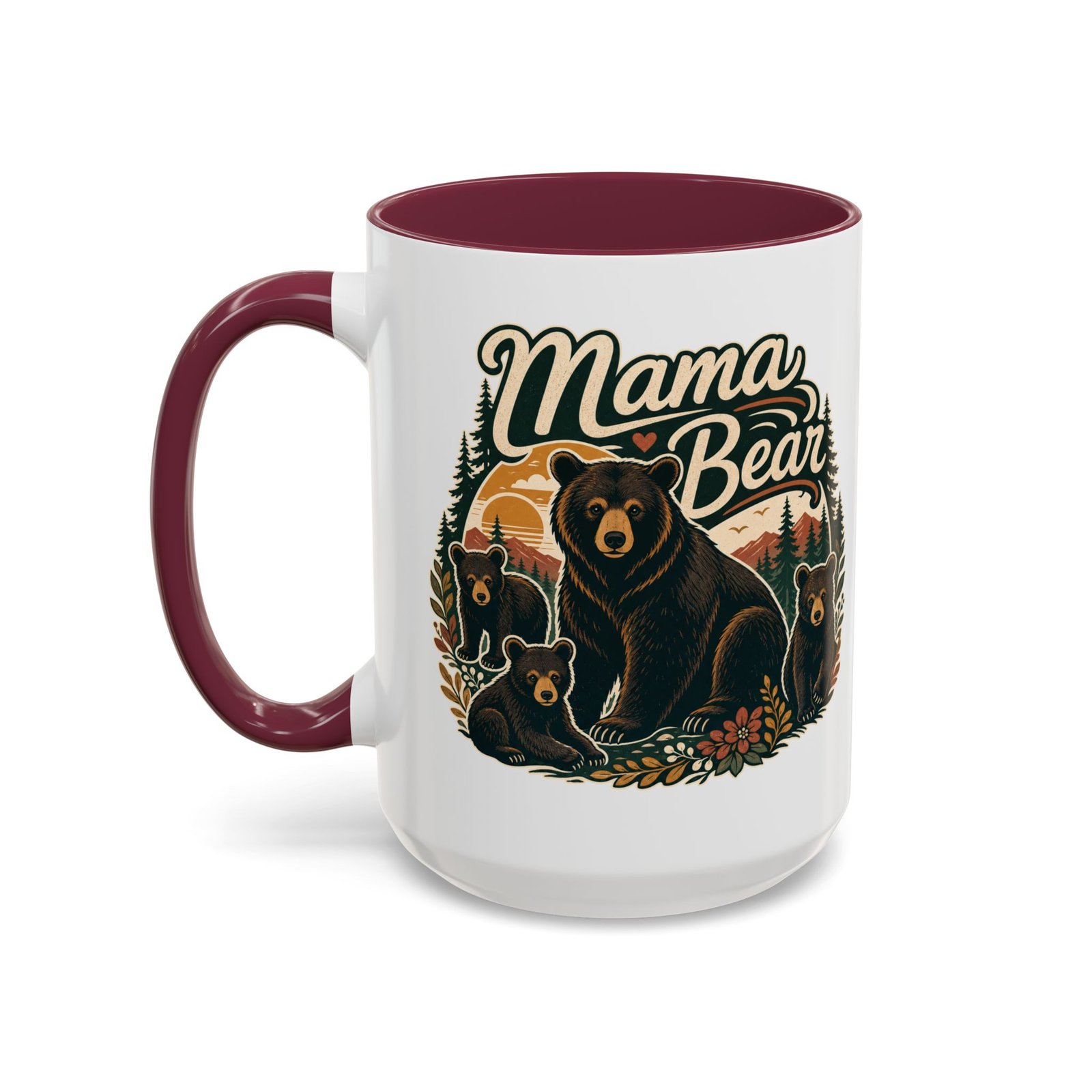 Mama Bear – Color Accent Mug – Fierce Love, Strong Coffee - Image 20