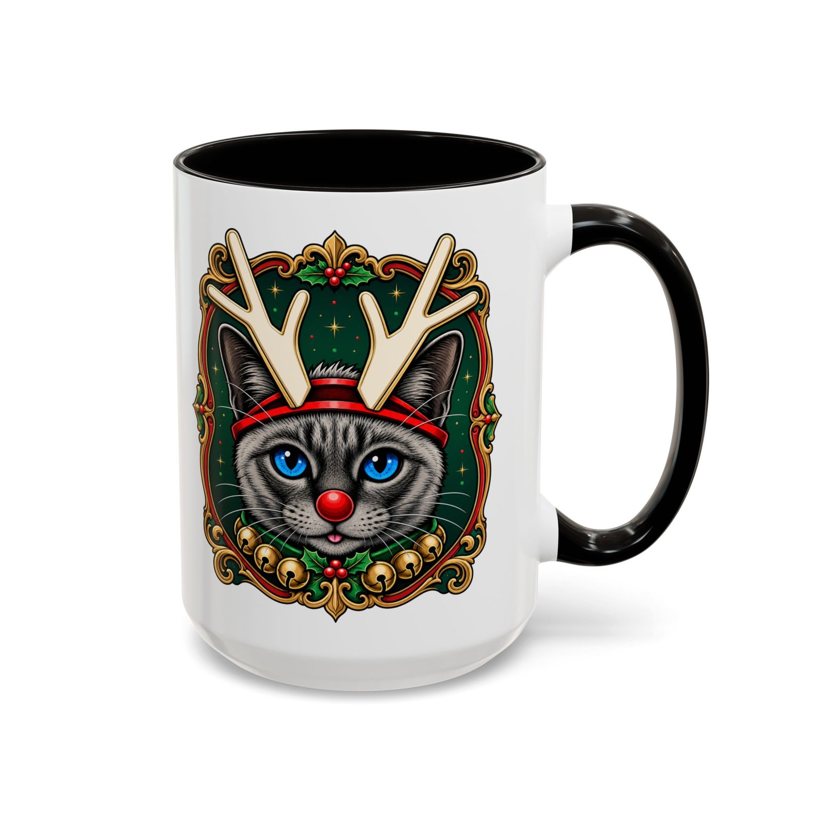 Rudolph the Reindeer Cat Color Accent Mug – Sip with Whiskers and Cheer - Image 17