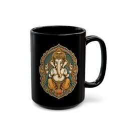 Lord Ganesha – Black Mug – Wisdom, New Beginnings & Meaningful Moments - Image 9