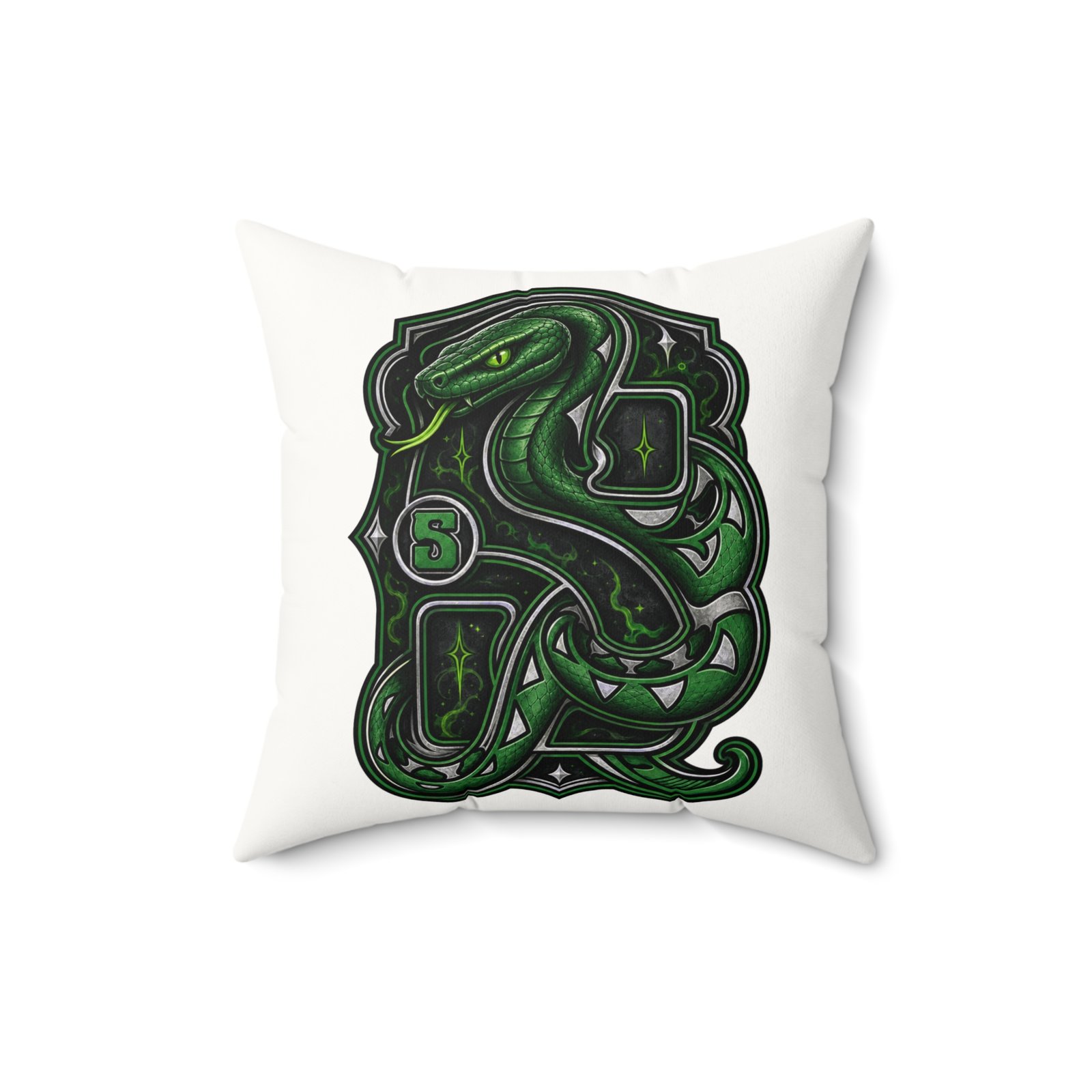 House of Snake – Faux Suede Throw Pillow – Cozy Wizarding School Ambition - Image 6