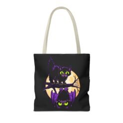 Moonlit Mischief - Tote Bag – Cute Halloween Cat and Bat - Image 42