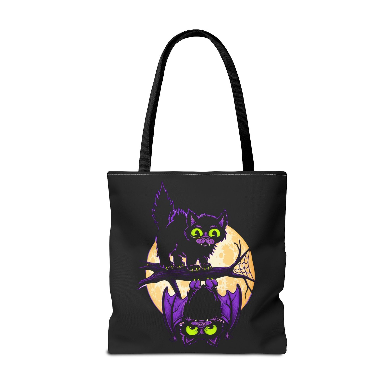 Moonlit Mischief - Tote Bag – Cute Halloween Cat and Bat - Image 10