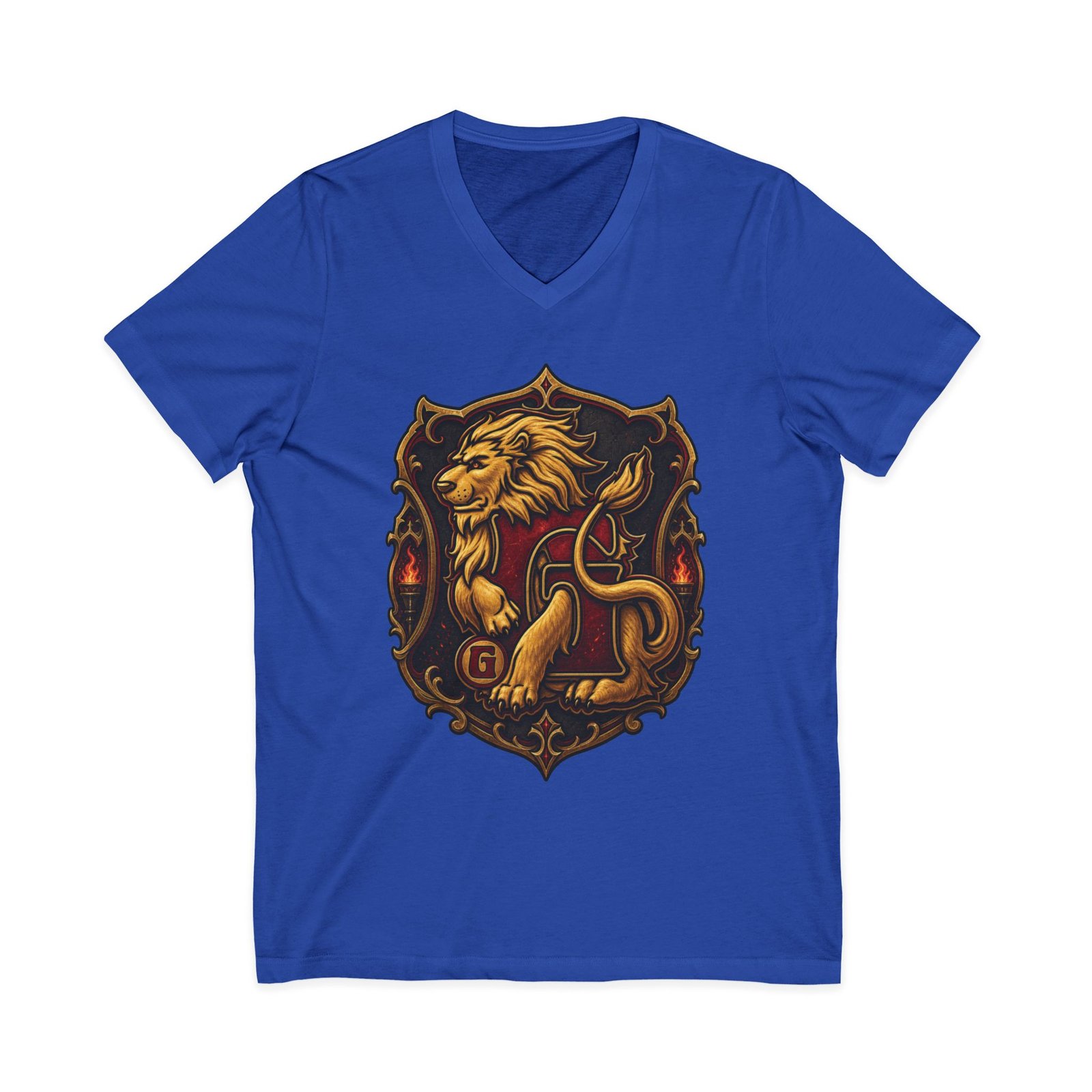 House of Lion – Unisex V-Neck T-Shirt – Wizarding School Courage with Confident Style - Image 5