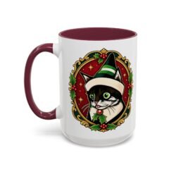 Elf Kitten – Color Accent Mug – Santa’s Cutest Little Helper - Image 18