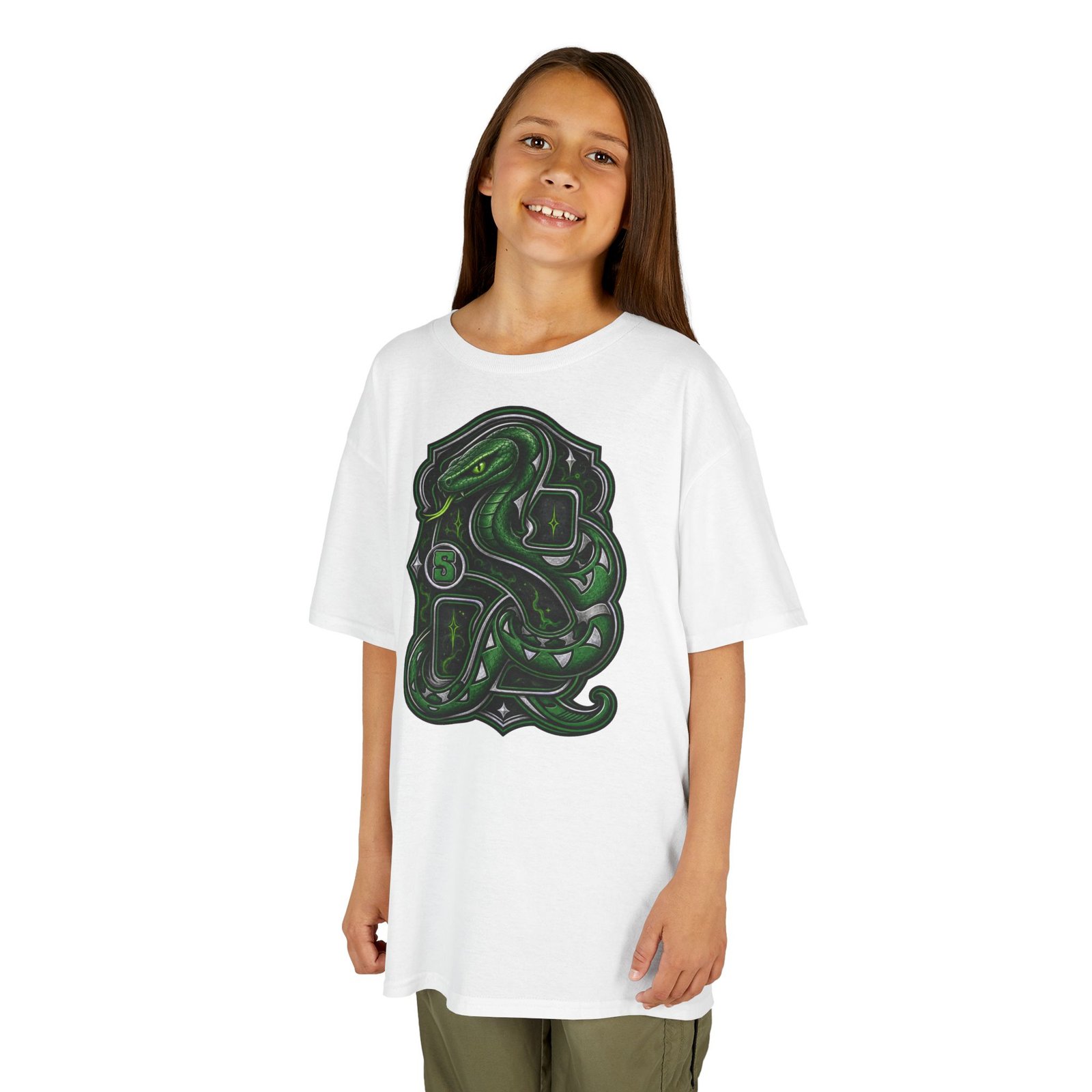 House of Snake – Kids T-Shirt – Young Wizards with Clever Plans - Image 3