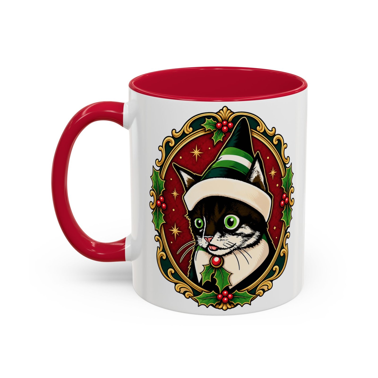 Elf Kitten – Color Accent Mug – Santa’s Cutest Little Helper - Image 10