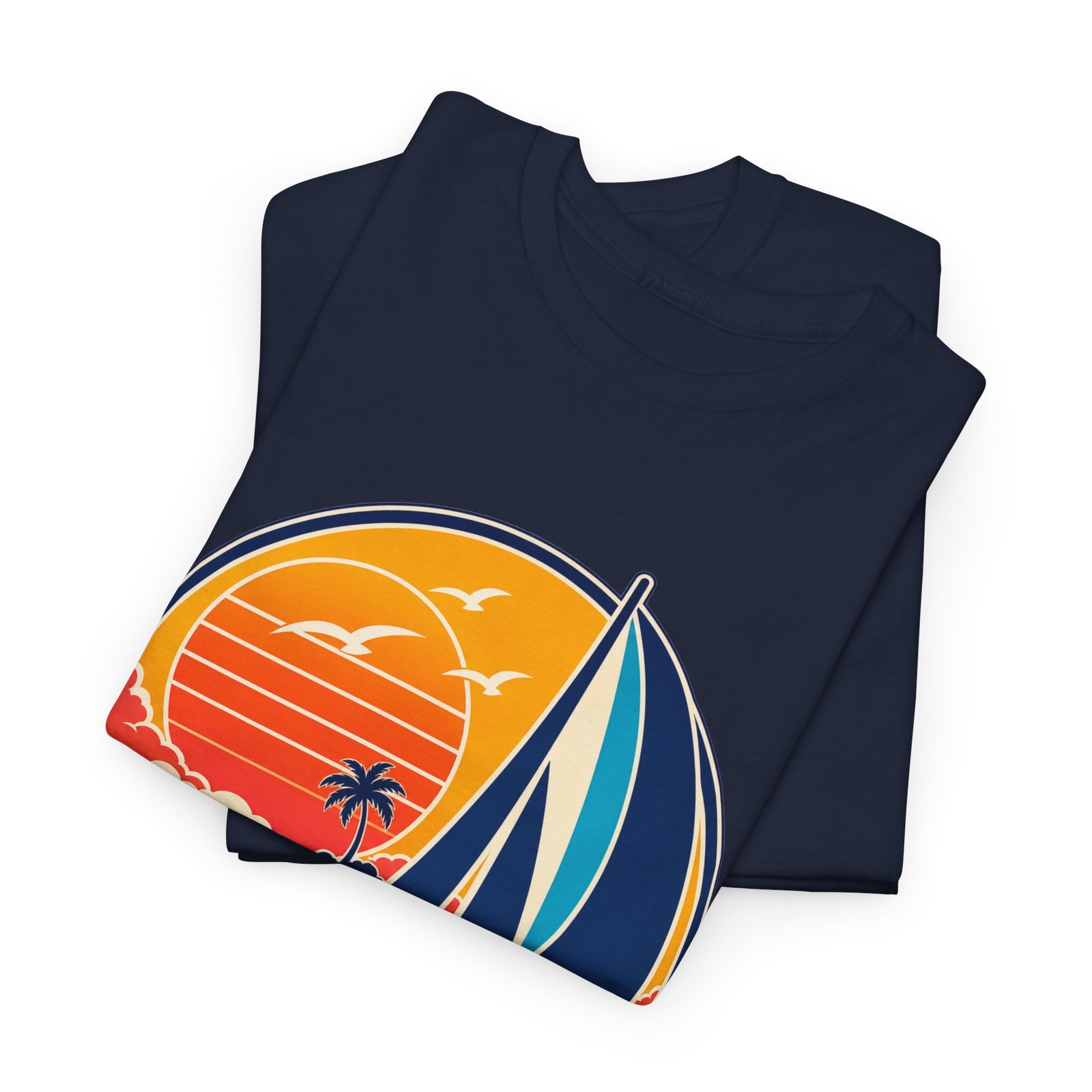 Retro Sail and Sun - Unisex T-Shirt – Vintage Sailboat, Nautical - Coastal - Image 3