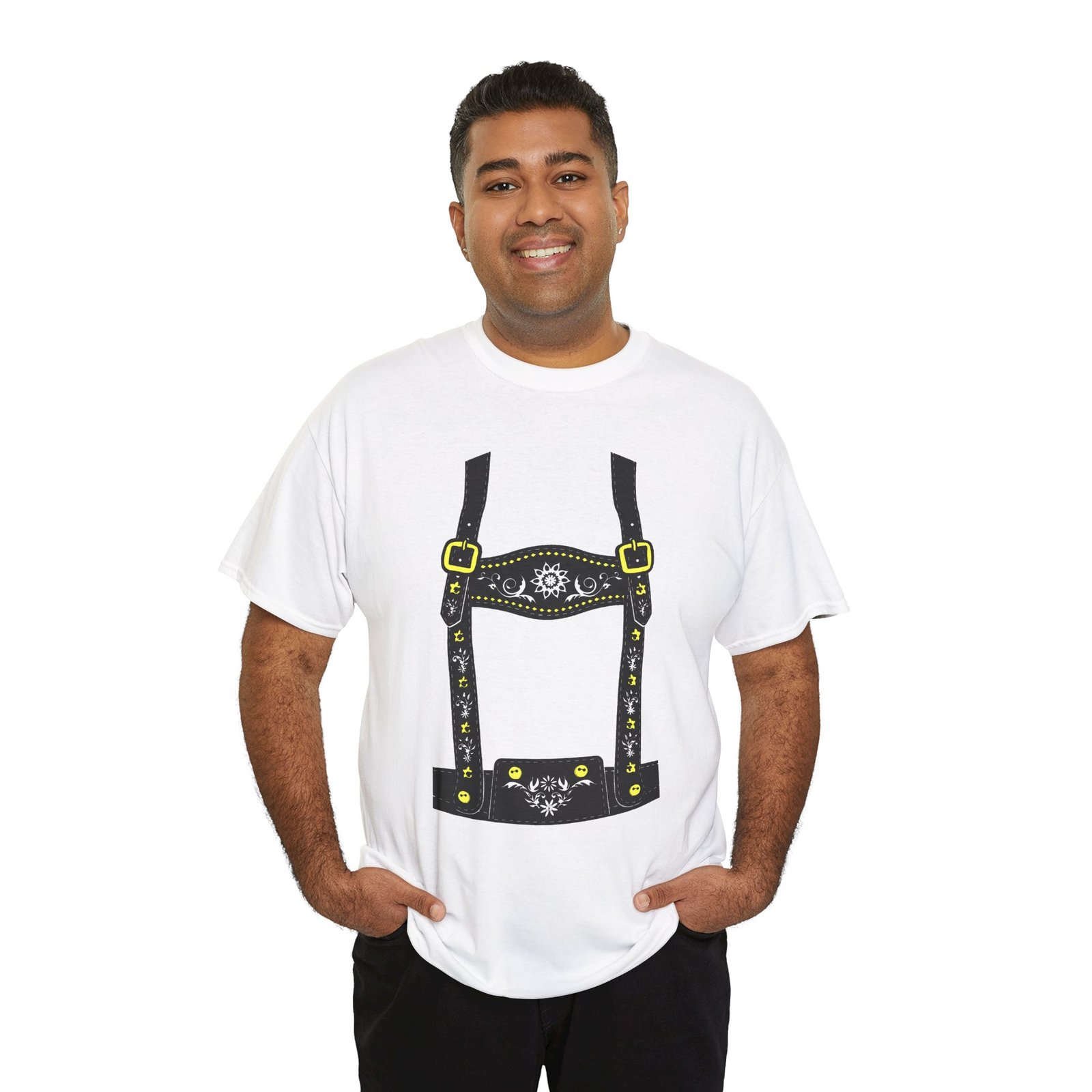 Lederhosen Costume - Unisex T-Shirt – Funny Oktoberfest Bavarian-Inspired Costume - Image 5